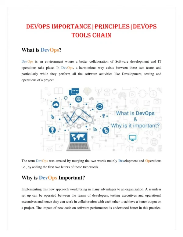 DevOps Importance | Principles | DevOps Tools Chain