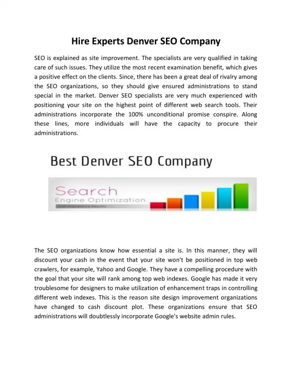 Hire Experts Denver SEO Company