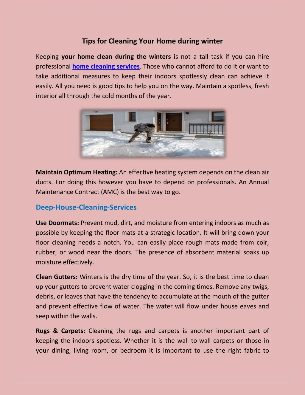 tips for cleaning your home during winter