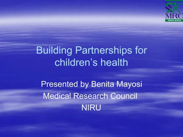 Building Partnerships for children s health