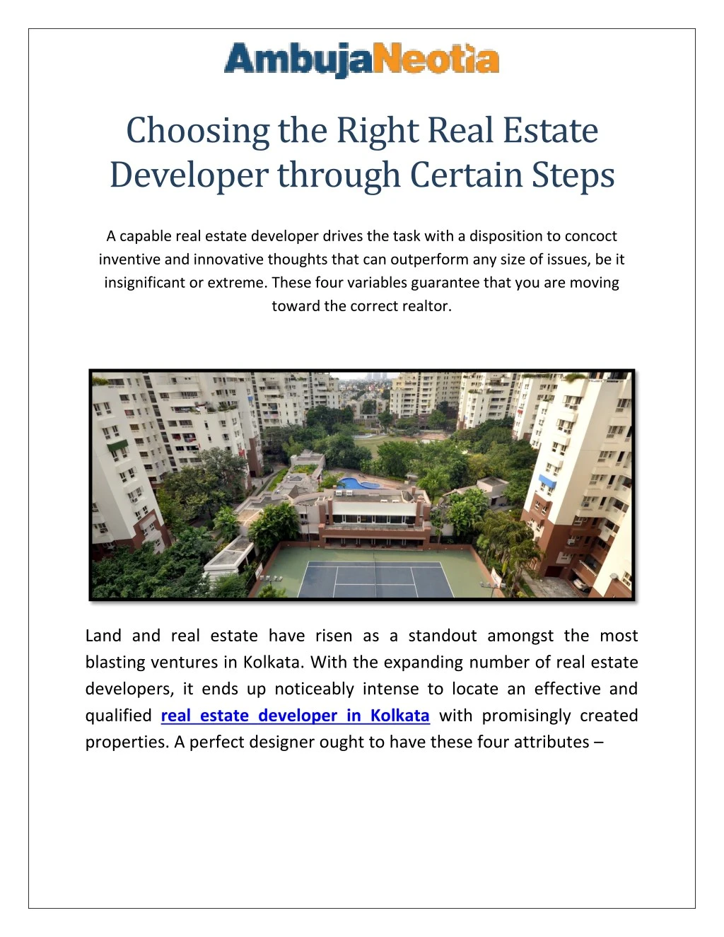 choosing the right real estate developer through