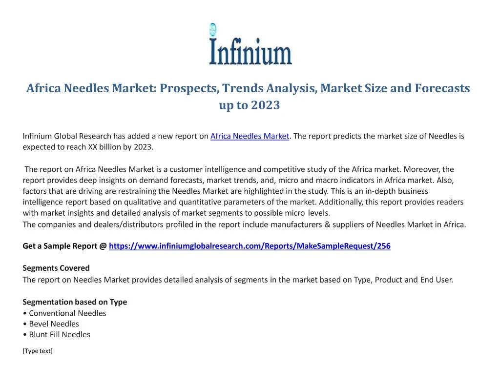 africa needles market prospects trends analysis market size and forecasts up to 2023