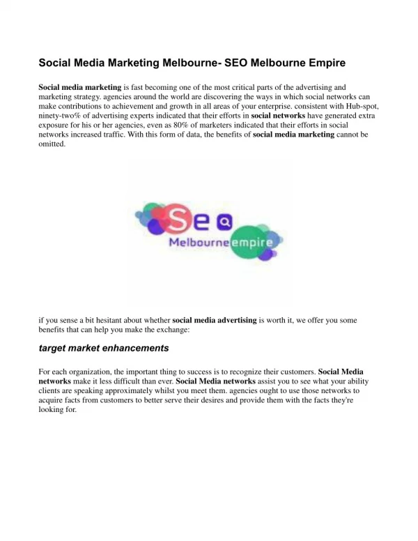 Social media marketing agency Melbourne - Seo Melbourne Empire