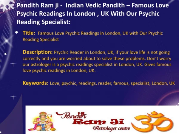 Indian Vedic Pandith - Top/Best/Famous Astrologer in London, UK – Indian Astrologer: