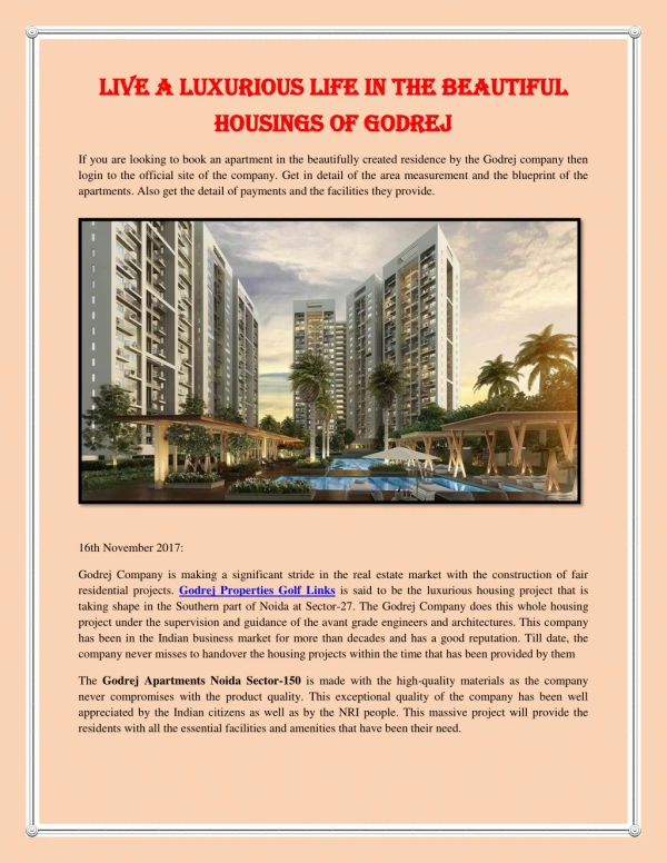Live a luxurious life in the beautiful housings of Godrej