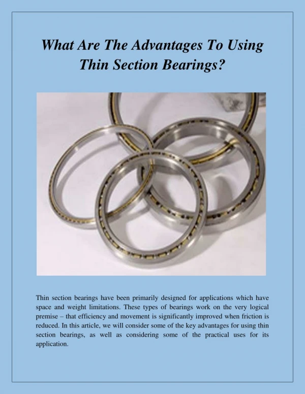 What Are The Advantages To Using Thin Section Bearings?