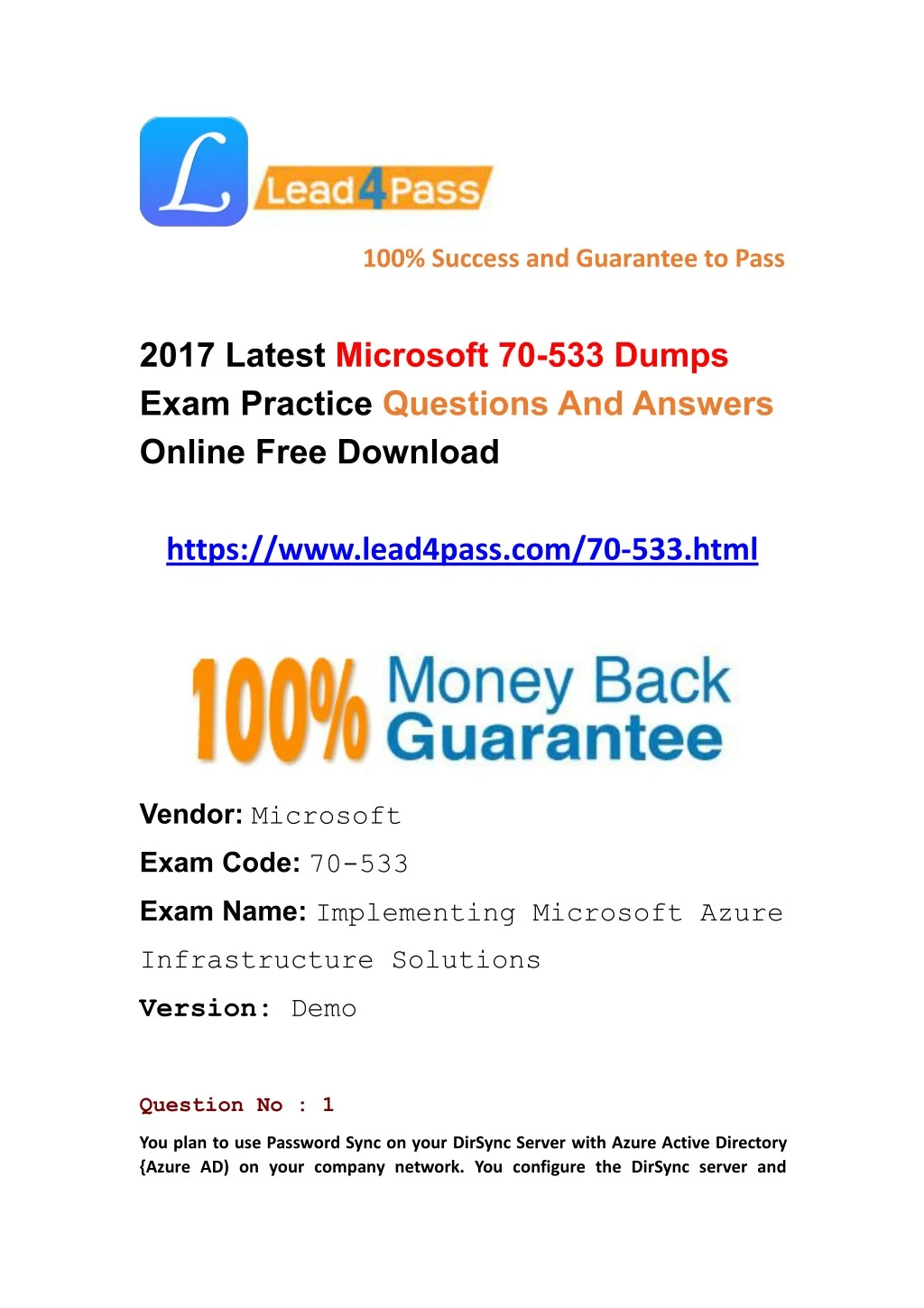 100 success and guarantee to pass