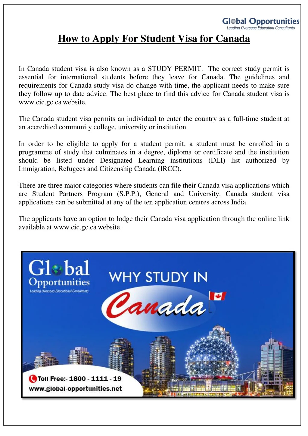 how to apply for student visa for canada