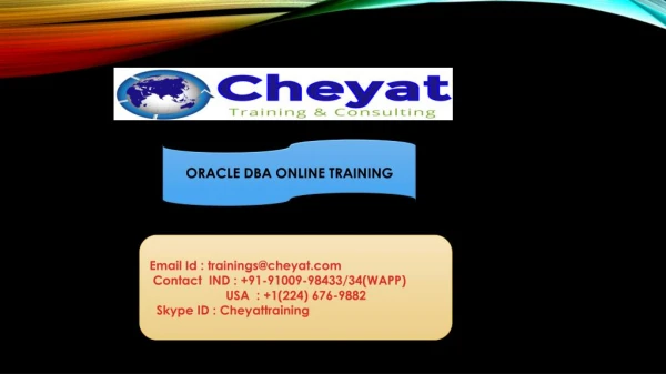 The Best oracle dba online training Institute - cheyat tech