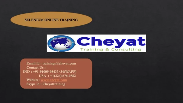 The Best Selenium Online Training institute - cheyat Tech
