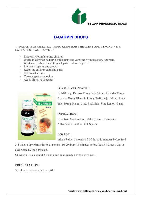 Bellan Pharmaceuticals | B-CARMIN DROPS