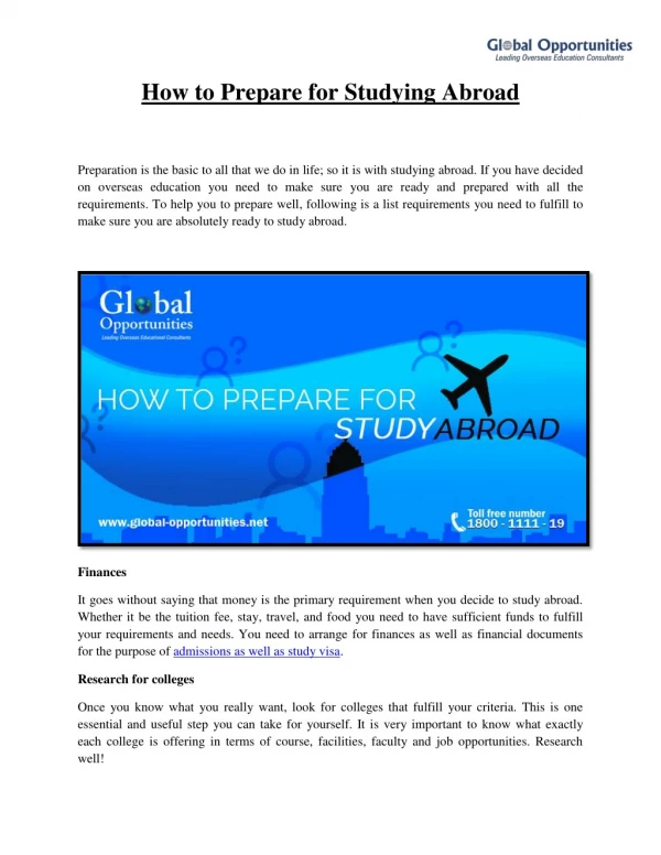 How to Prepare for Studying Abroad