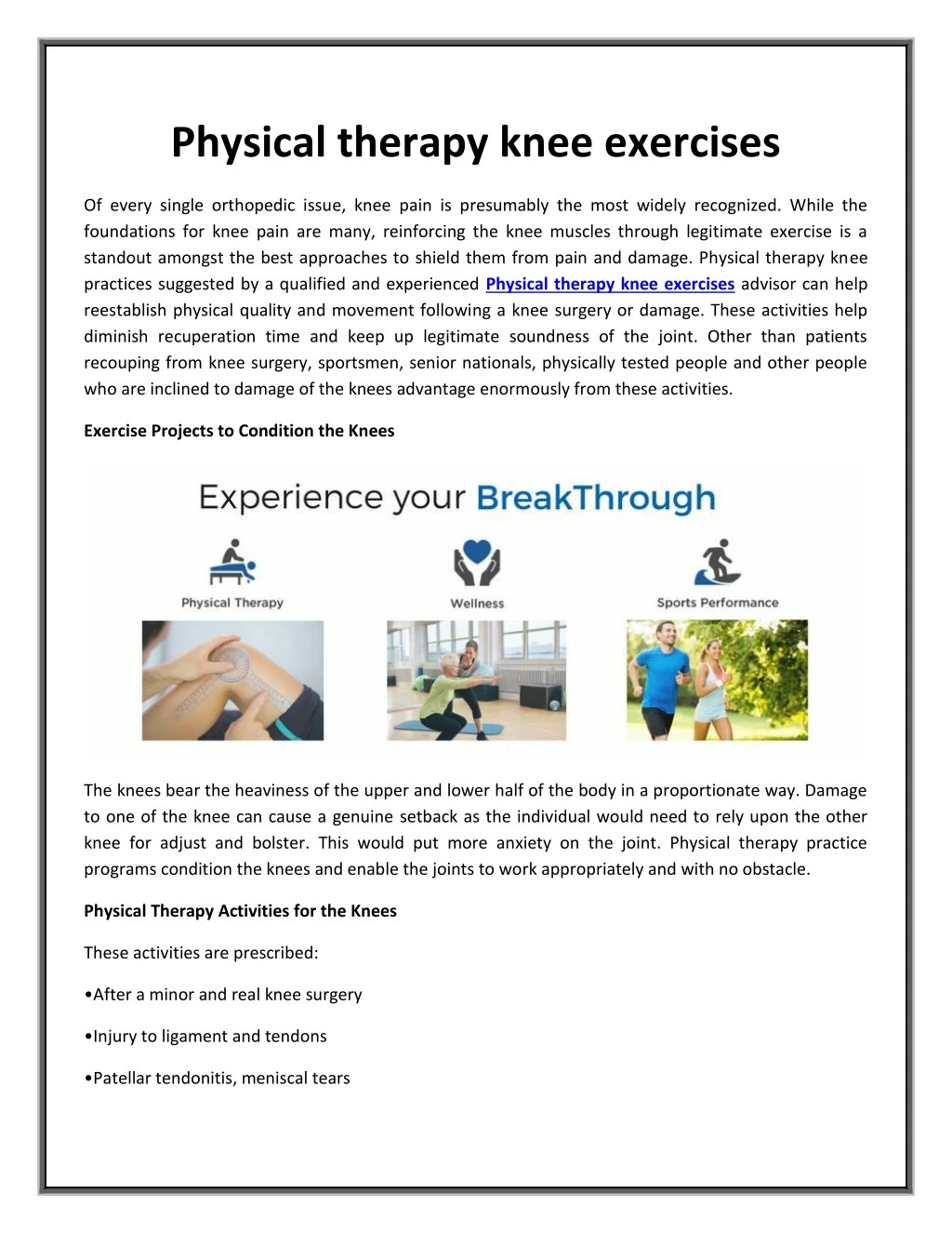 physical therapy knee exercises