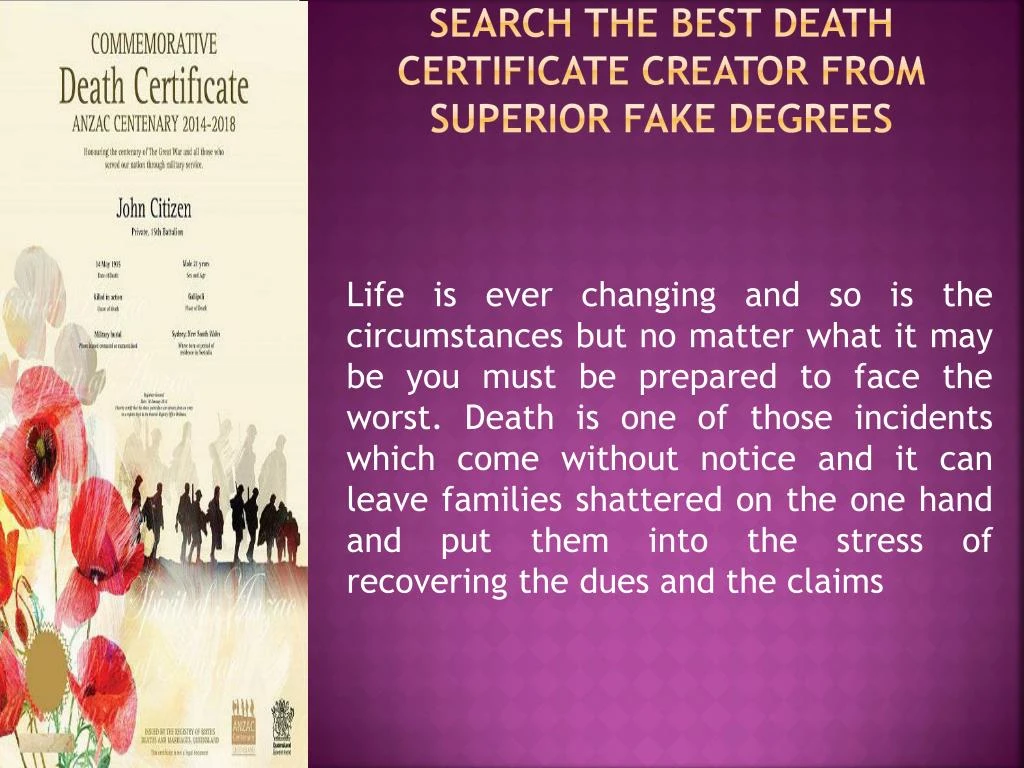 search the best death certificate creator from superior fake degrees