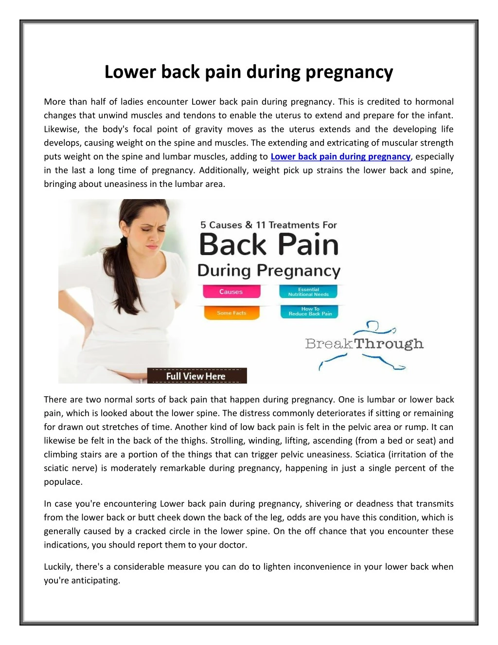 lower back pain during pregnancy