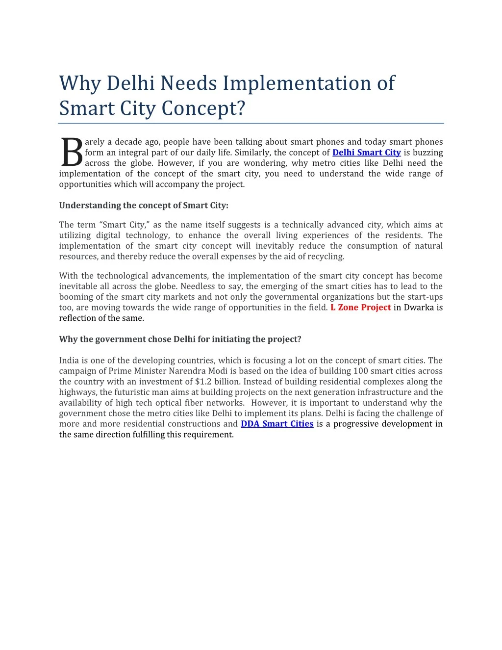 why delhi needs implementation of smart city
