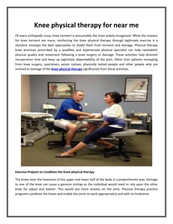 Knee physical therapy for near me