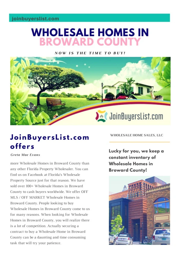 Wholesale Homes In Broward County