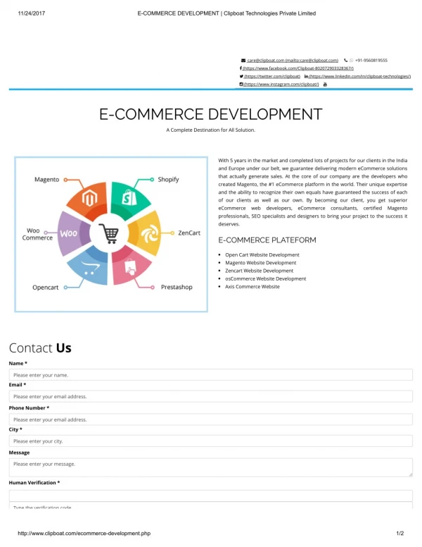 E-COMMERCE DEVELOPMENT | Clipboat Technologies Private Limited