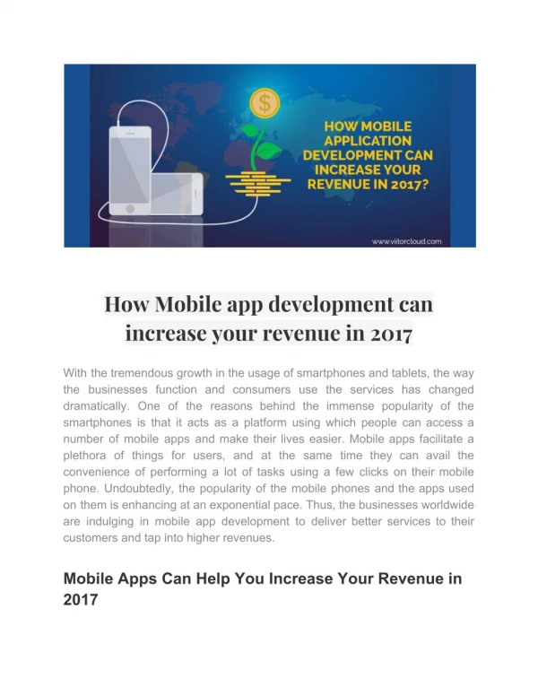 How Mobile app development can increase your revenue in 2017