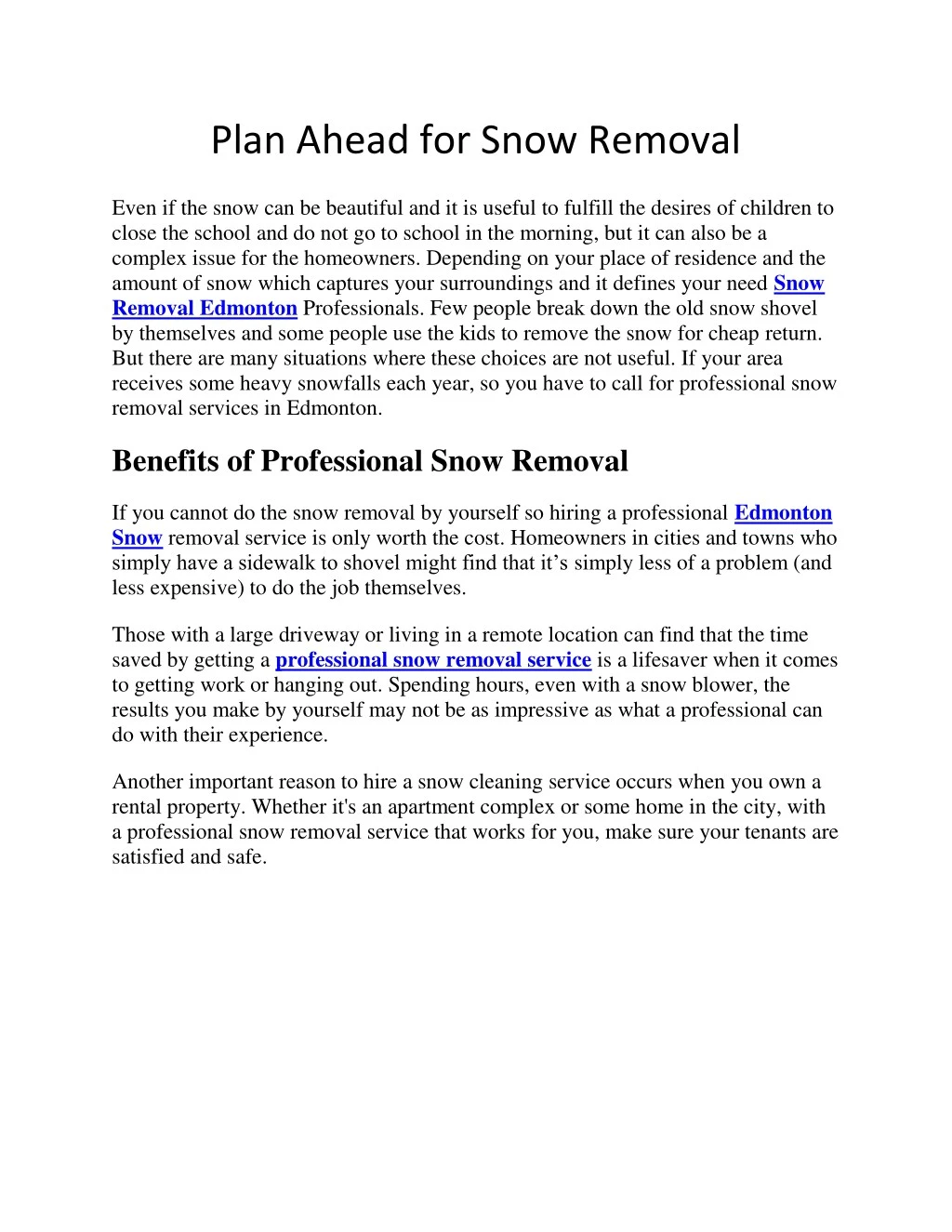 plan ahead for snow removal
