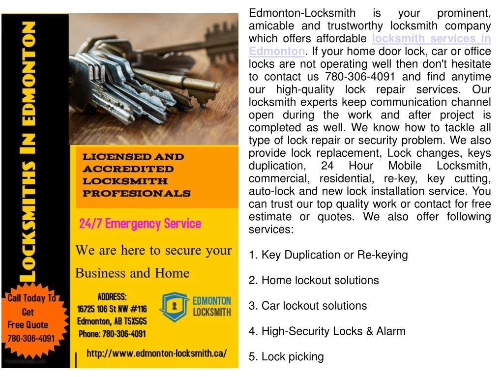 edmonton locksmith is your prominent amicable