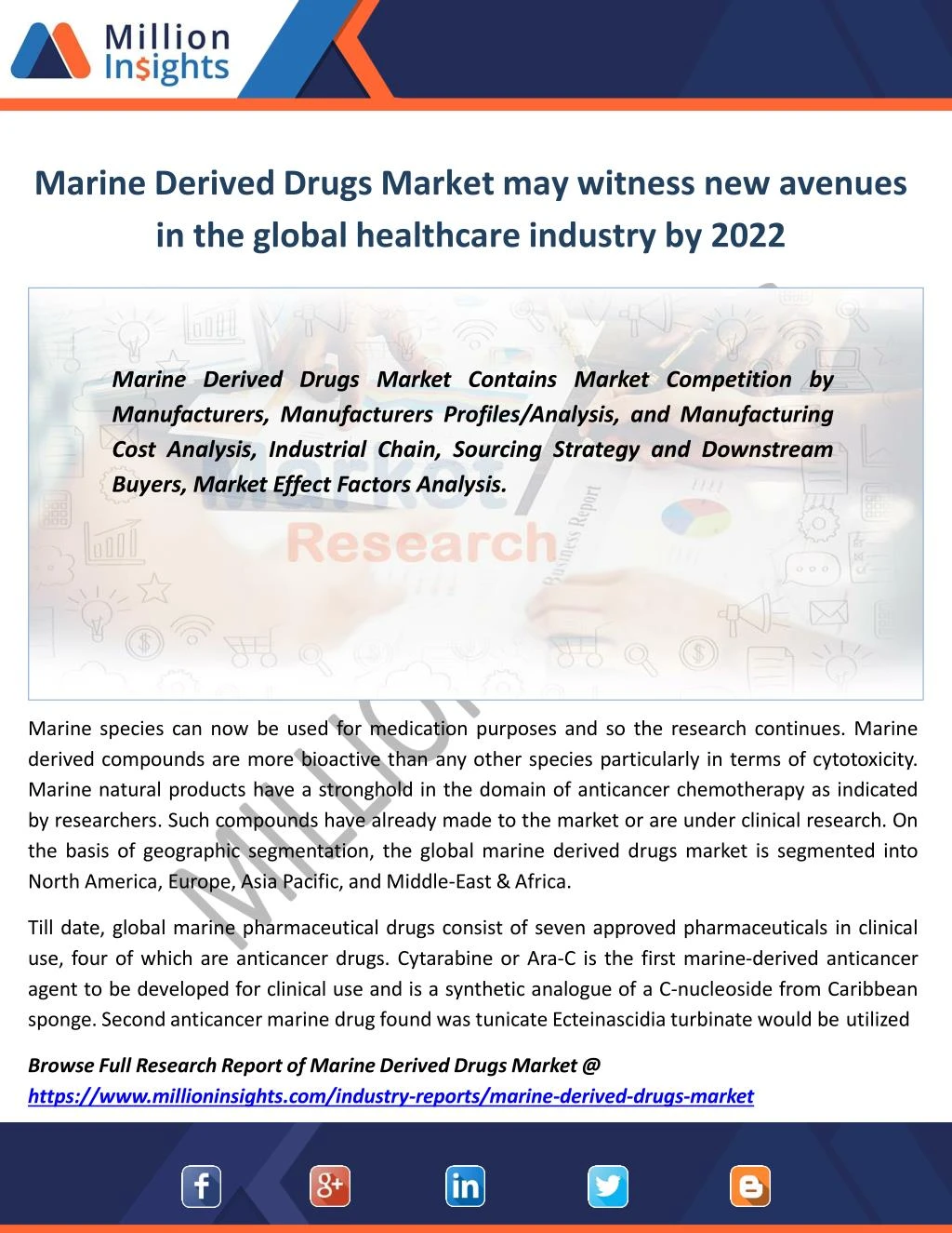 marine derived drugs market may witness new avenues in the global healthcare industry by 2022