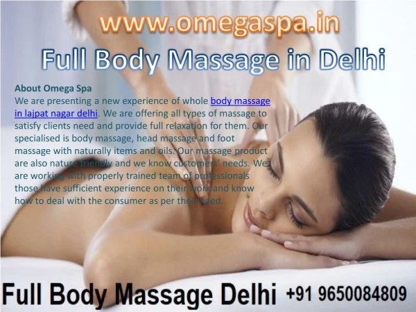 Full Body Massage Centre in Lajpat Nagar Delhi at Omega Spa