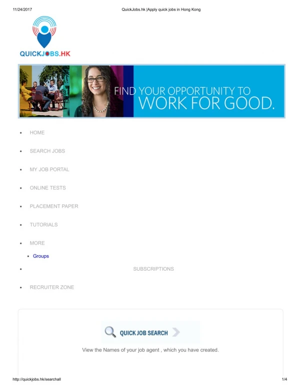 Quickjobs is one of the leading jobs portal in Hong Kong.