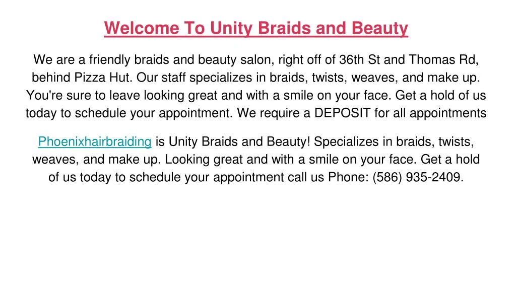 welcome to unity braids and beauty