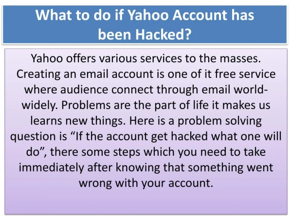 What to do if Yahoo Account has been Hacked?