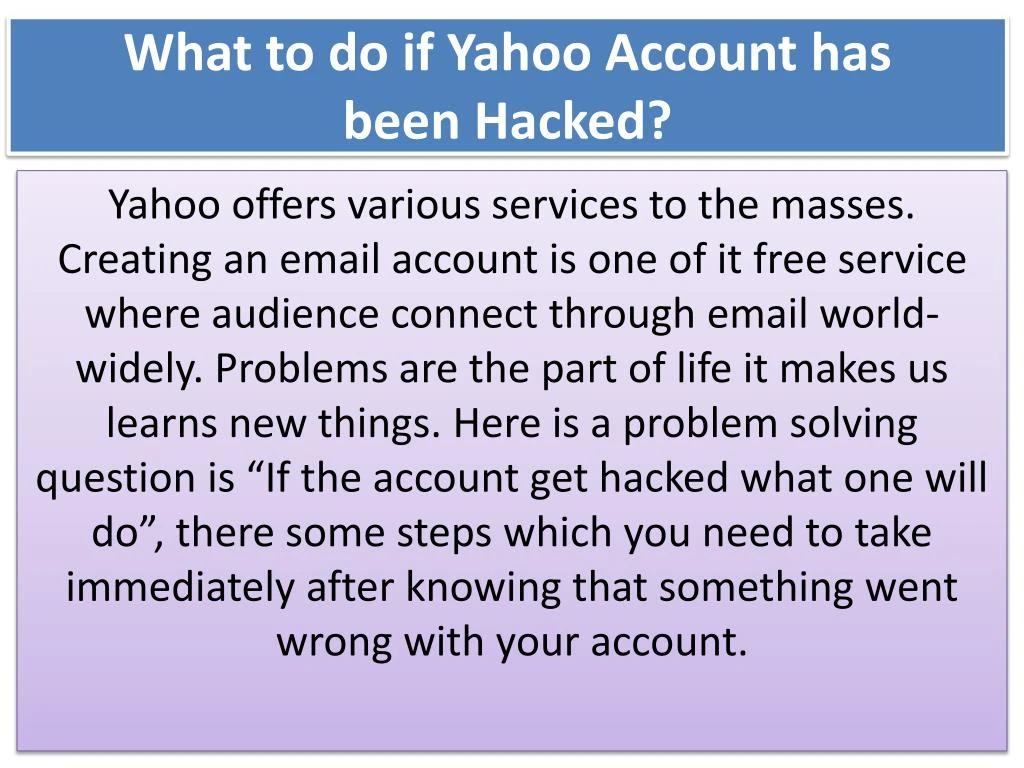 what to do if yahoo account has been hacked