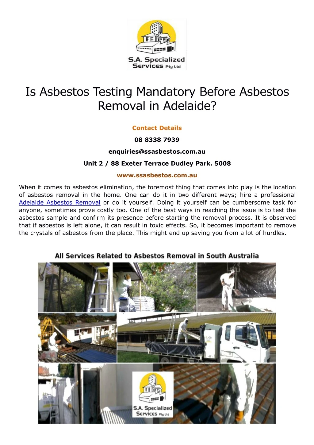 is asbestos testing mandatory before asbestos