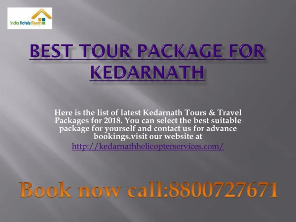 Best Tour package for Kedarnath