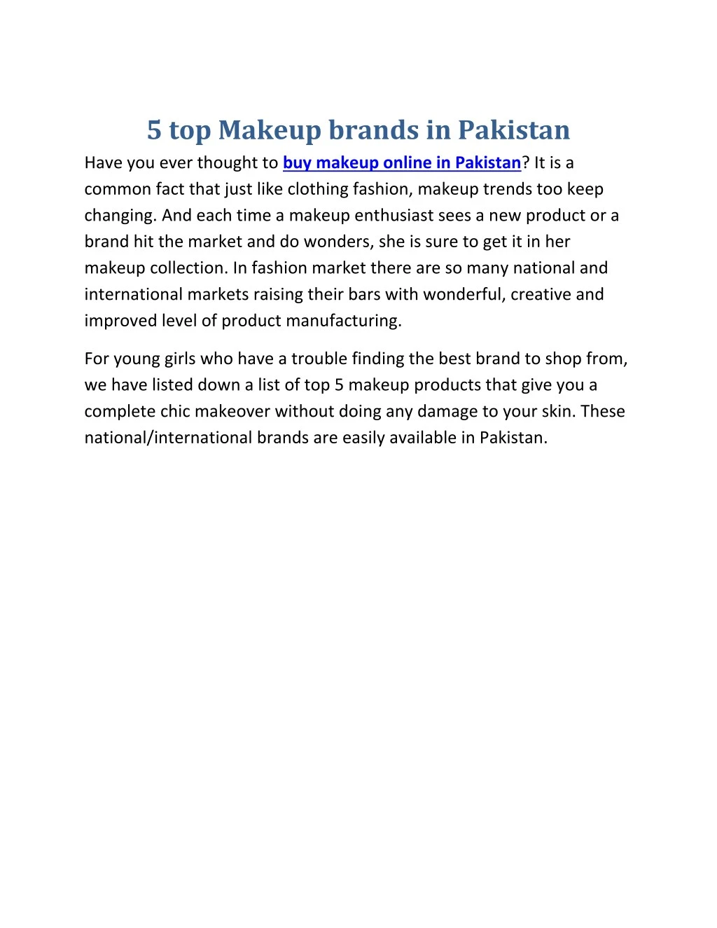 5 top makeup brands in pakistan have you ever