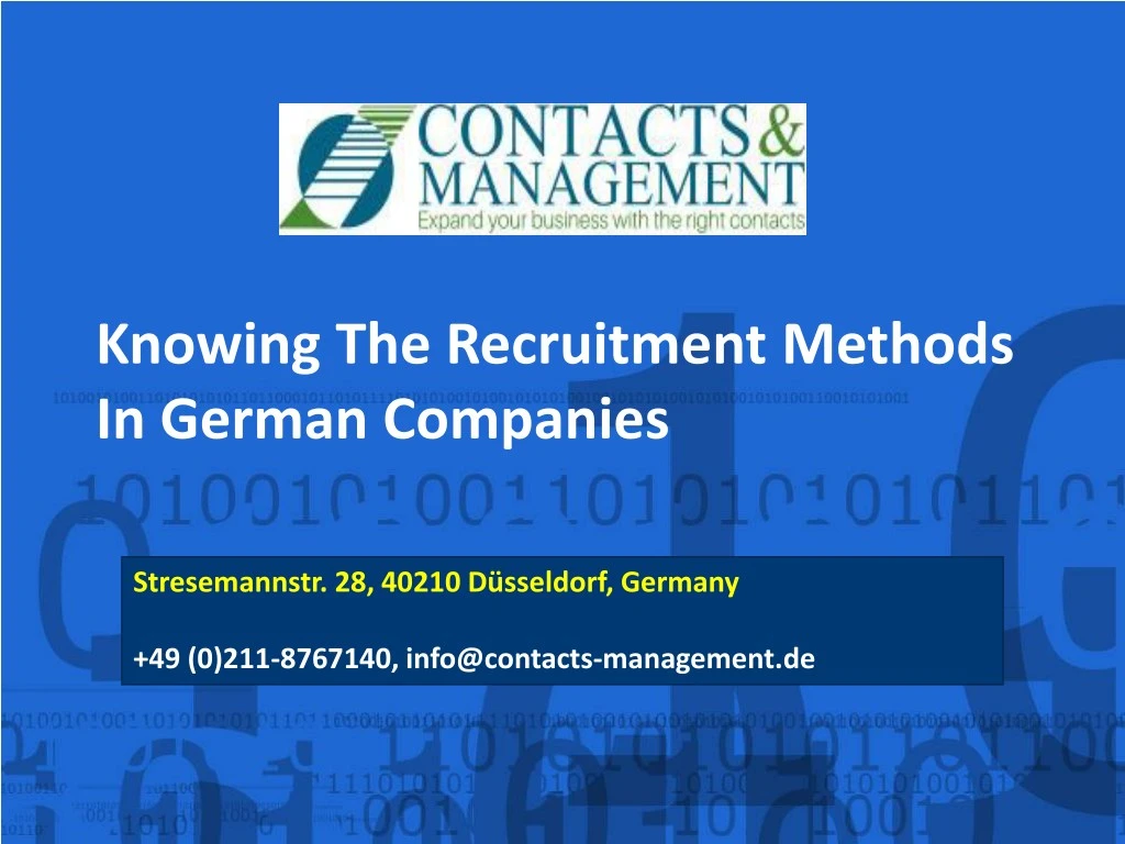 knowing the recruitment methods in german