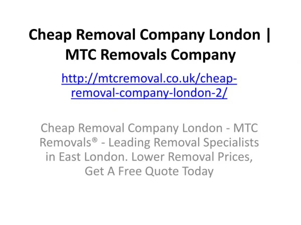 Cheap Removal Company London | MTC Removals Company