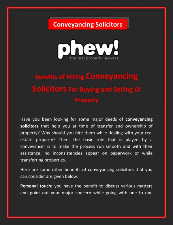 Benefits of Hiring Conveyancing Solicitors For Buying and Selling Of Property
