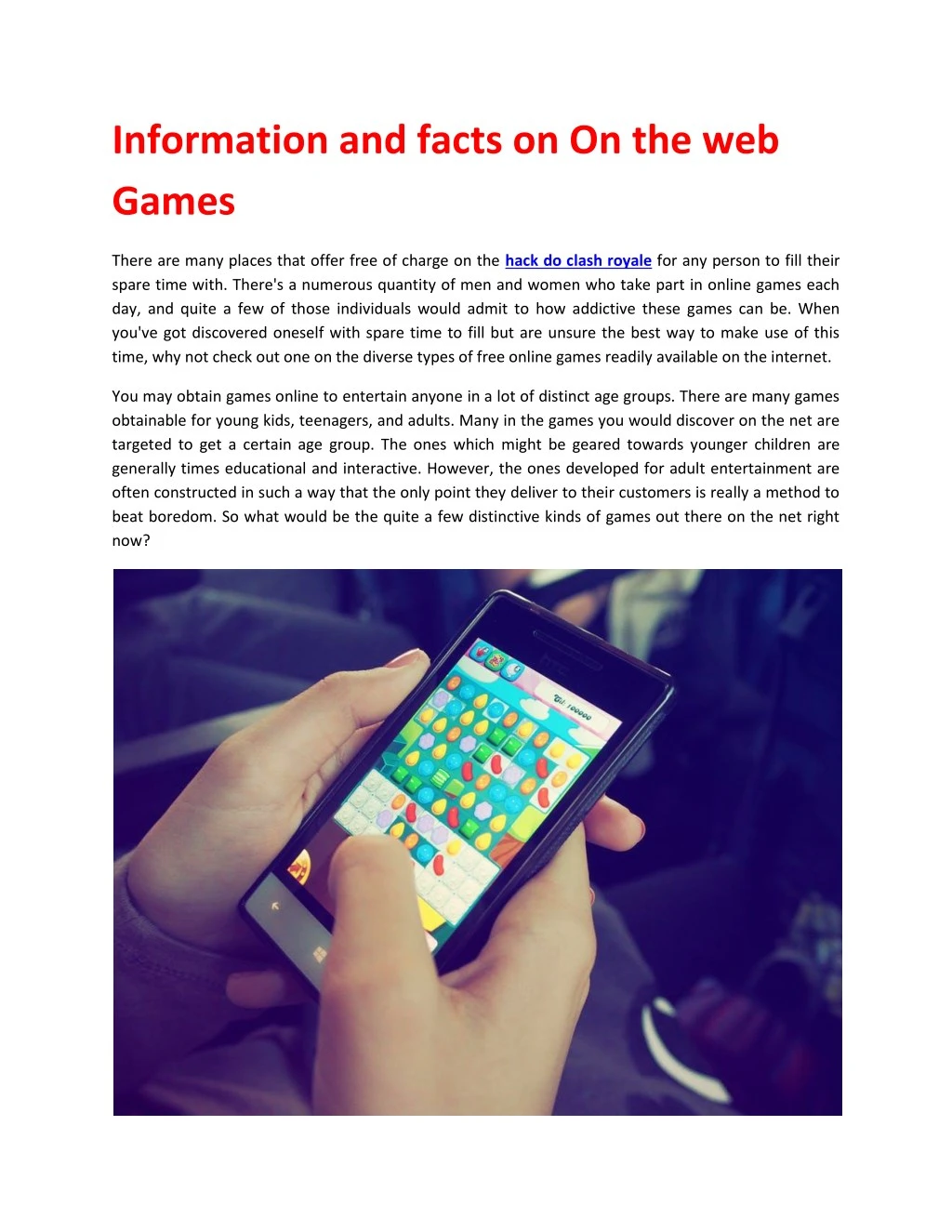 information and facts on on the web games