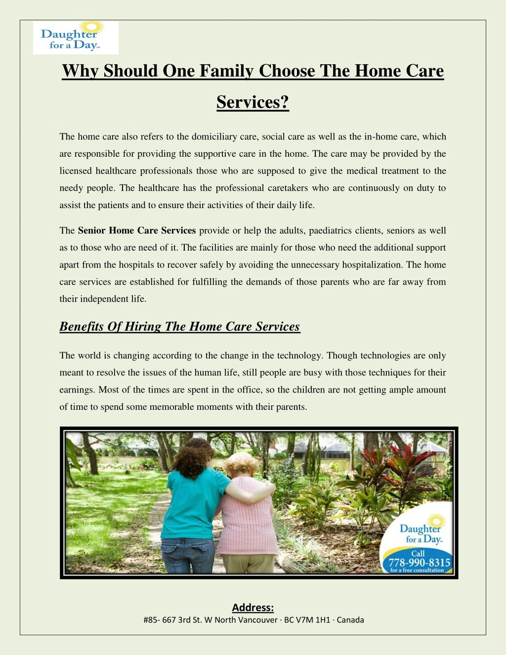 why should one family choose the home care