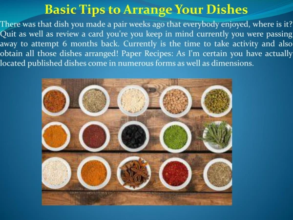 Basic Tips to Arrange Your Dishes