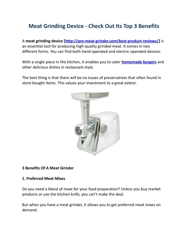 Meat Grinding Device - Check Out Its Top 3 Benefits