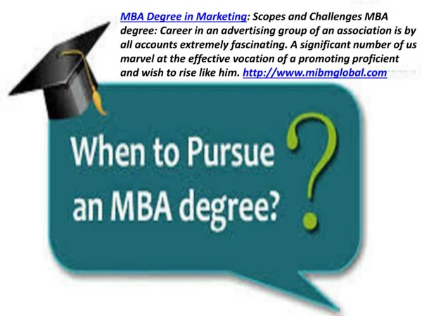 MBA degree in marketing MIBM GLOBAL