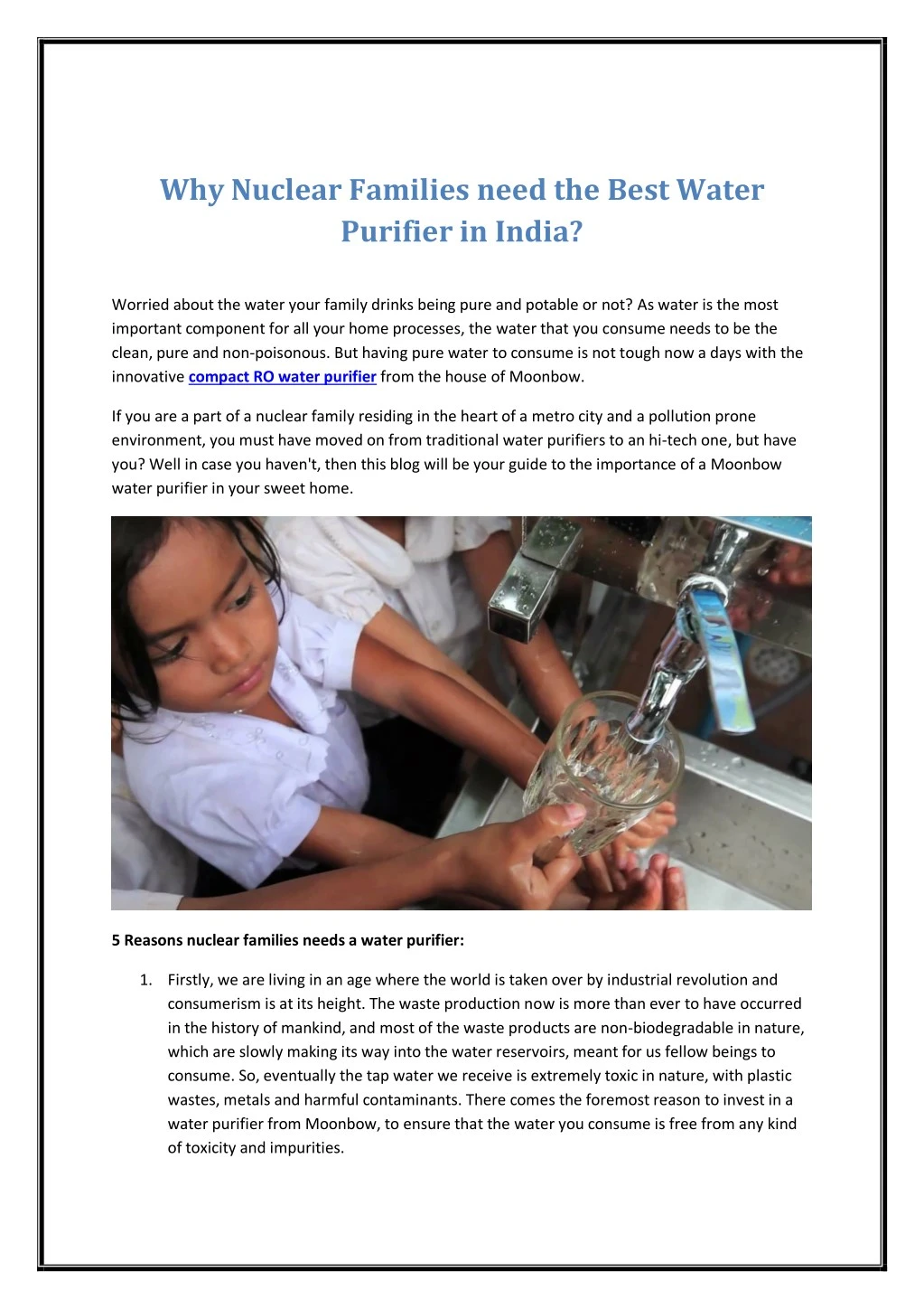 why nuclear families need the best water purifier