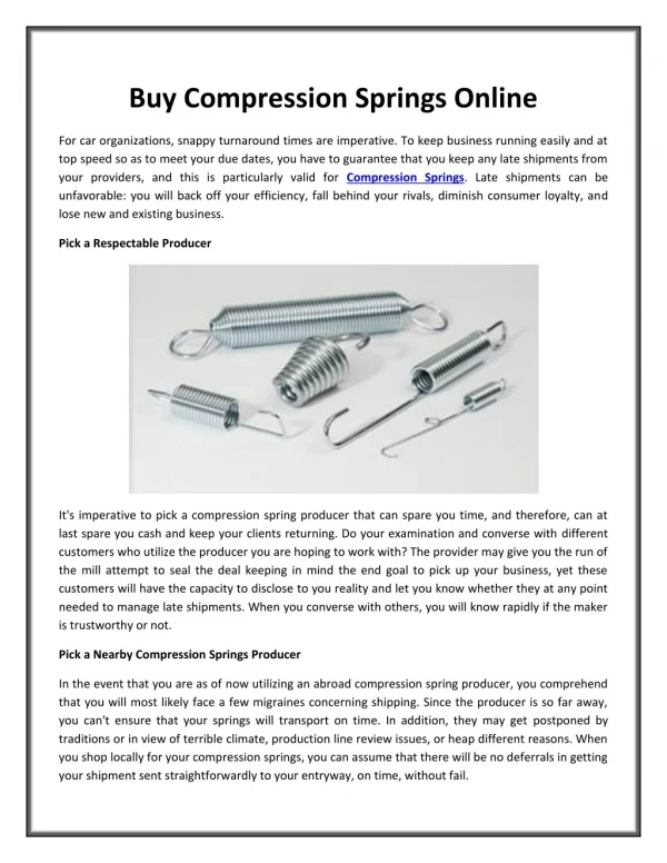 Buy Compression Springs Online