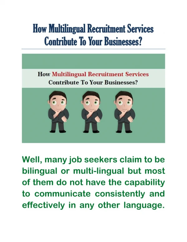 How Multilingual Recruitment Services Contribute To Your Businesses?