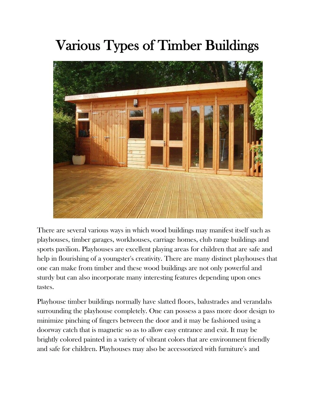 various types of timber buildings various types