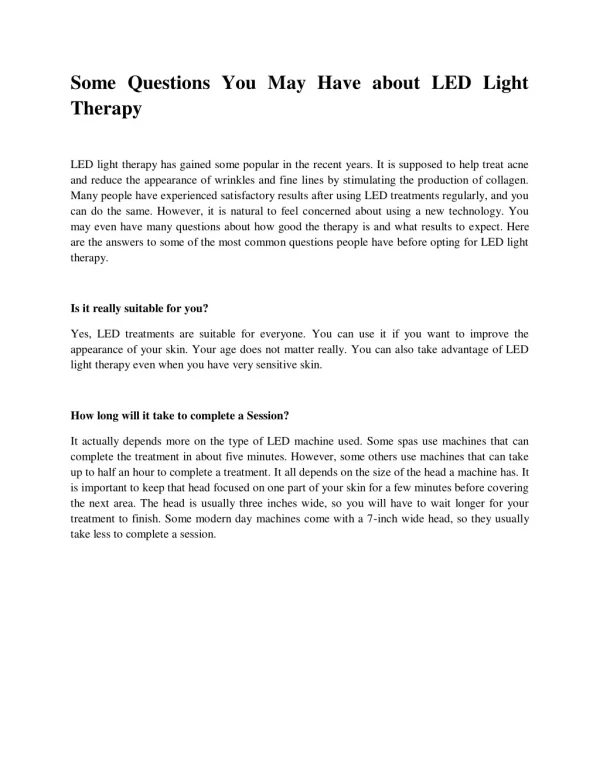 Some questions you may have about led light therapy