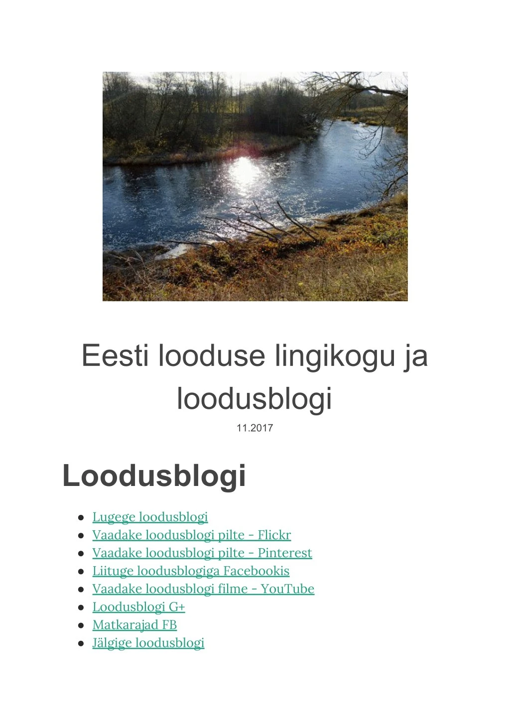 eesti looduse lingikogu ja loodusblogi