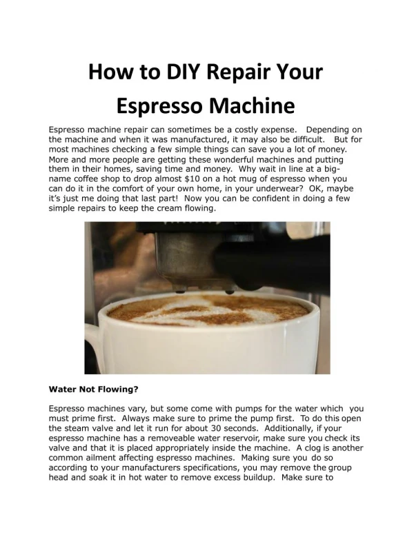 How to DIY Repair Your Espresso Machine